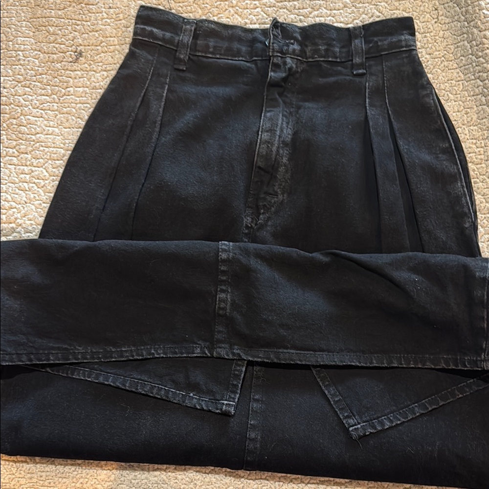 Black High-Waisted Denim Skirt